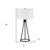 28" Brass Metal Table Lamp With White Drum Shade
