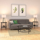 25" Brass Metal Table Lamp With White Drum Shade