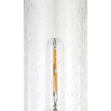 26" Black Metal Table Lamp With Clear Seeded Cylinder Shade
