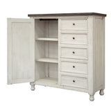55" Gray and Ivory Solid Wood Five Drawer Gentlemans Chest