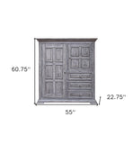 37" Gray Solid Wood Five Drawer Chest