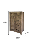 37" Brown Solid Wood Four Drawer Chest