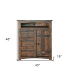 43" Brown Solid Wood Three Drawer Gentlemans Chest