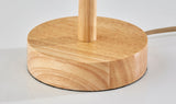 28" Black Solid Wood Round Table Lamp With Gray Drum Shade