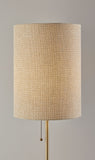 23" Brown Solid Wood Tripod Table Lamp With White Ribbed Dome Shade