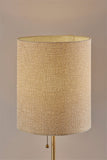 28" Black and Gold Metal Cylinder Table Lamp With Beige Drum Shade