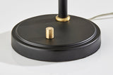 24" Black and Gold Metal Cylinder Desk Table Lamp With Gray Cone Shade