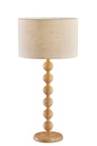 28" Brown Solid Wood Candlestick Table Lamp With Off White Drum Shade