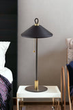 20" Black and Gold Metal Two Light Candlestick LED Table Lamp With Black Cone Shade
