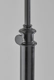 32" Antiqued Brass Metal Adjustable Cylinder Arched Table Lamp With Beige Drum Shade