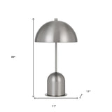 20" Nickel Metal Desk Table Lamp With Nickel Dome Shade