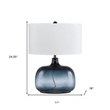 25" Bronze Metal Table Lamp With Beige Drum Shade