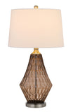31" Gray Metal Table Lamp With Off White Empire Shade
