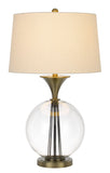 31" Clear Metal Table Lamp With White Empire Shade