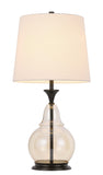 28" Clear Metal Table Lamp With White Empire Shade