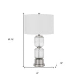 24" Nickel Metal Table Lamp With White Empire Shade