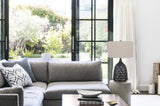 33" Nickel Glass Table Lamp With White Empire Shade