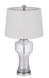 26" Clear Glass Table Lamp With White Empire Shade