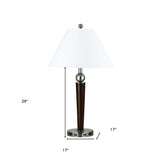 29" Nickel Metal Usb Table Lamp With White Empire Shade