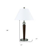 29" Nickel Metal Two Light Usb Table Lamp With White Empire Shade