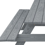 94" Gray Solid Wood Outdoor Picnic Table with Umbrella Hole