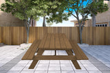 94" Wood Brown Solid Wood Outdoor Picnic Table with Umbrella Hole