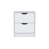 19" White Two Drawer Faux Wood Nightstand