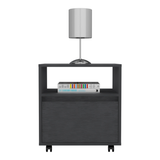 20" Black One Drawer Faux Wood Nightstand
