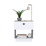 20" White One Drawer Faux Wood Nightstand