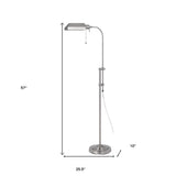 57" Brass Adjustable Traditional Shaped Floor Lamp With Bronze Square Shade