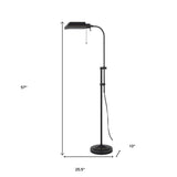 57" Nickel Adjustable Traditional Shaped Floor Lamp With Nickel Square Shade