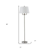 70" Nickel Torchiere Floor Lamp With White Frosted Glass Dome Shade