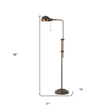 58" Bronze Adjustable Traditional Shaped Floor Lamp With Bronze Dome Shade