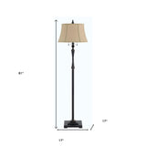 58" Rusted Adjustable Traditional Shaped Floor Lamp With Rust Dome Shade