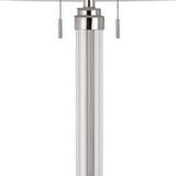 60" Chrome Two Light Traditional Shaped Floor Lamp With White Rectangular Shade