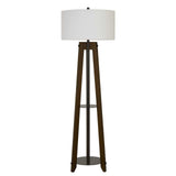 65" Brown Tripod Floor Lamp With White Rectangular Shade