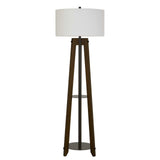 65" Brown Tripod Floor Lamp With White Rectangular Shade