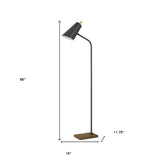 55" Black Traditional Shaped Floor Lamp With Tan Rectangular Shade