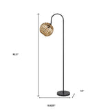 61" Bronze Two Light Traditional Shaped Floor Lamp With Purple and Ivory Abstract Tiffany Glass Empire Shade