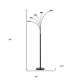 82" Nickel Five Light Led Arc Floor Lamp