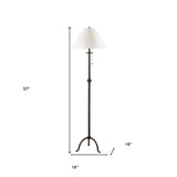 57" Black Traditional Shaped Floor Lamp With White Empire Shade