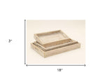 Set Of Two Gray and White Octagon Solid Wood Paisley Handmade Serving Tray With Handles