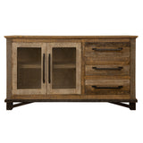 60" Brown Solid and Manufactured Wood Distressed Buffet Table
