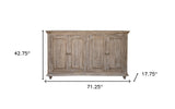 71" Sand Solid and Manufactured Wood Distressed Credenza