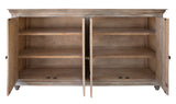 72" Sand Solid and Manufactured Wood Distressed Credenza