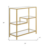 40" Gold Metal And Glass Four Tier Etagere Bookcase
