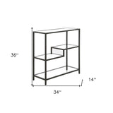 36" Gold Metal And Glass Four Tier Etagere Bookcase