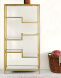 68" Gold Metal and Glass Seven Tier Etagere Bookcase