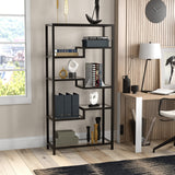 68" Gold Metal and Glass Seven Tier Etagere Bookcase