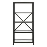 63" Black Metal and Glass Five Tier Etagere Bookcase